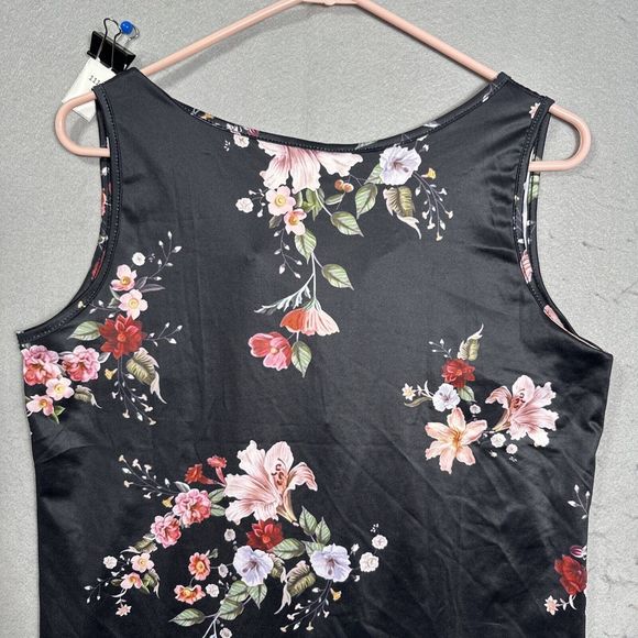 La Mode Black Floral Sleeveless Top Size Small - Picture 9 of 14